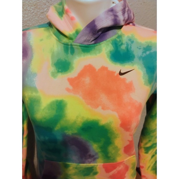 Multi Colored Rainbow Nike Hoodie Large Kangaroo Pockets Women's Small Youth Lg - Picture 8 of 10